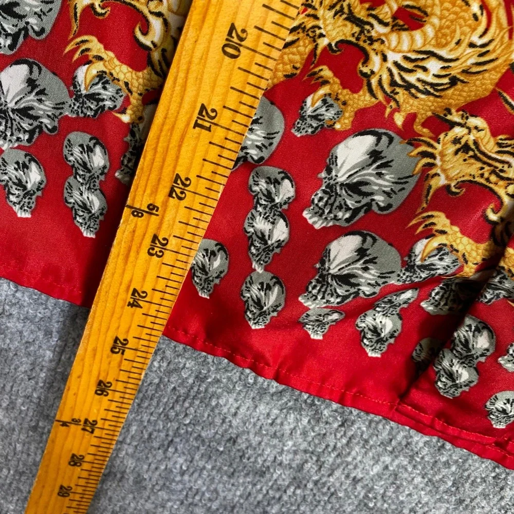 Xtreme Limit‎ Red Dragon Skull Graphic Button Down Shirt Mens Medium 10/12 Y2K